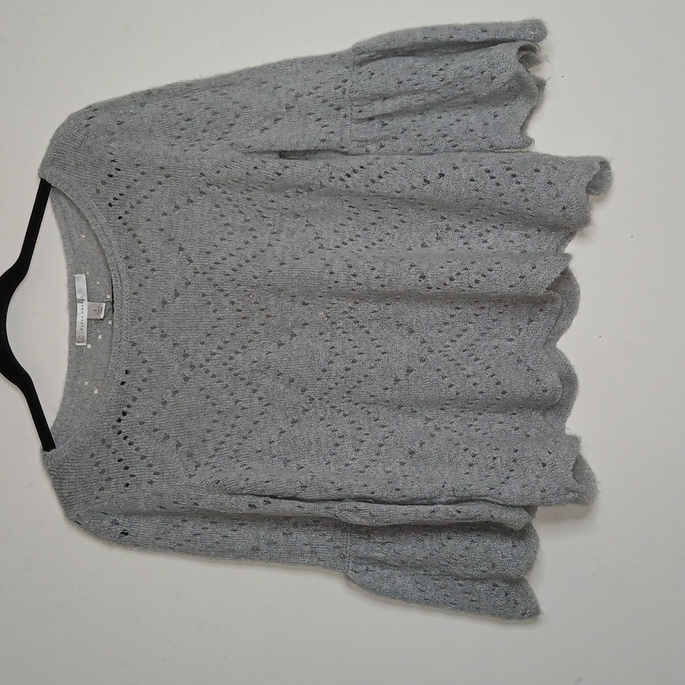 Lauren Conrad Dressed to Frill Heather Grey Knit sweater bell sleeves NWT Size S